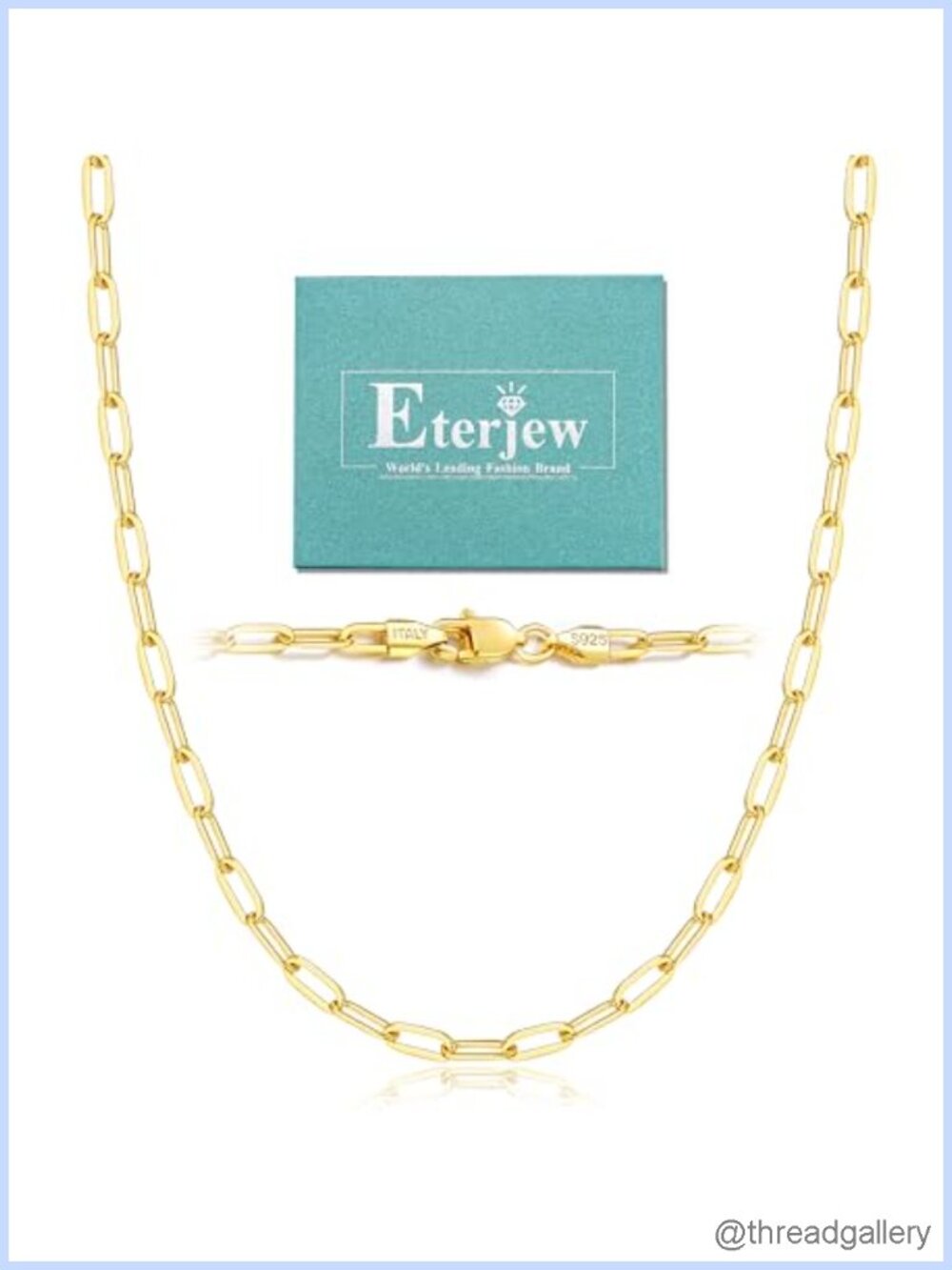 18K Gold Plated 925 Sterling Silver Paperclip Chain Necklace Women 18 Inch